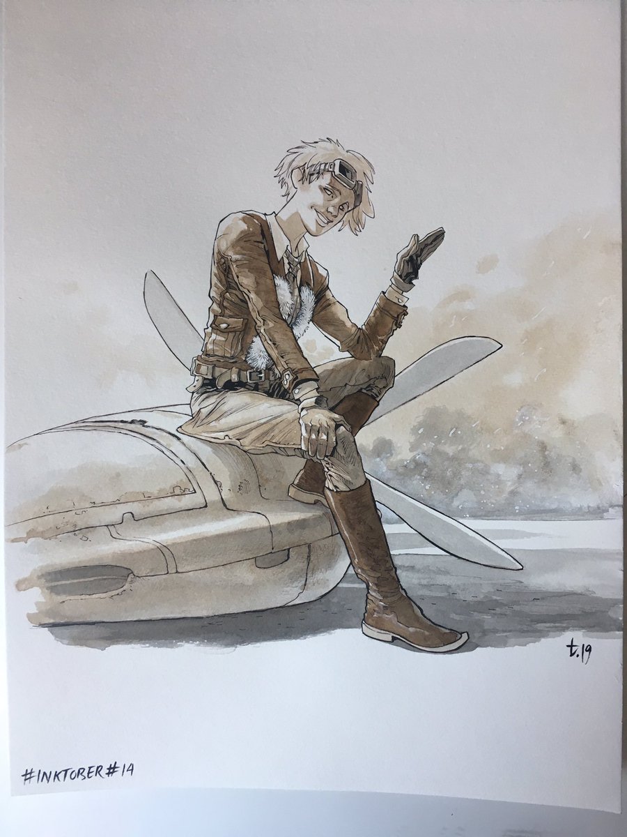 TirsoCons's tweet photo. 13# AMELIA EARHART

24x32cm 
Canson Montval (cold pressed 200gr)
Tinta, agua, lápiz &amp; nogalina
90€

#heroínas #inktober2019 #realheroines #AmeliaEarhart 
* Recordad: adquisición por mail: tirso.cons@gmail.com (1º que llegue, se lo lleva). Asunto: “Nombre* de la heroína del día” https://t.co/oKiHpISo3s