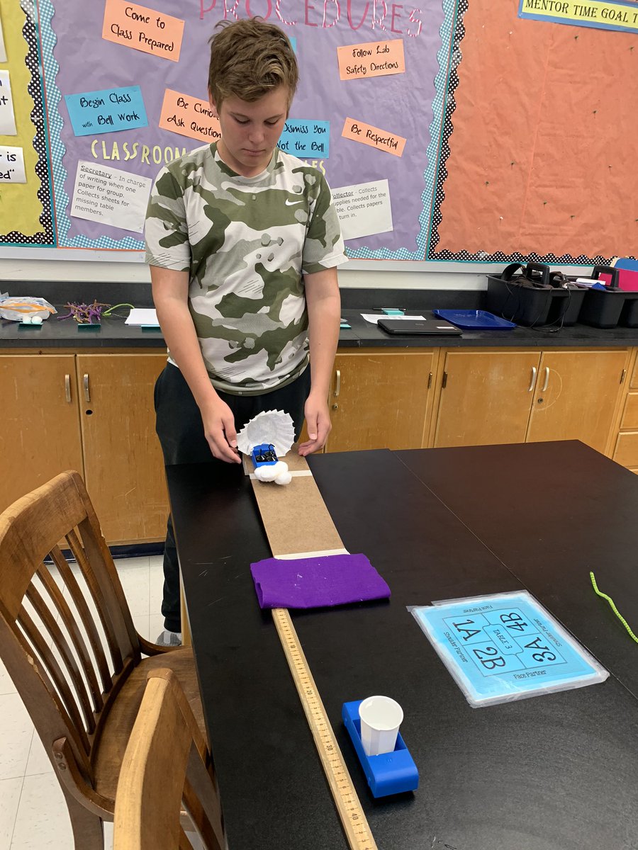 MissBunyard's tweet image. Group high fives when your collision cart challenge creation is successful! Students used a “$100 budget” to make modifications to ramps and carts to reduce the amount of force (water lost) in a collision. #cms8BlueScience