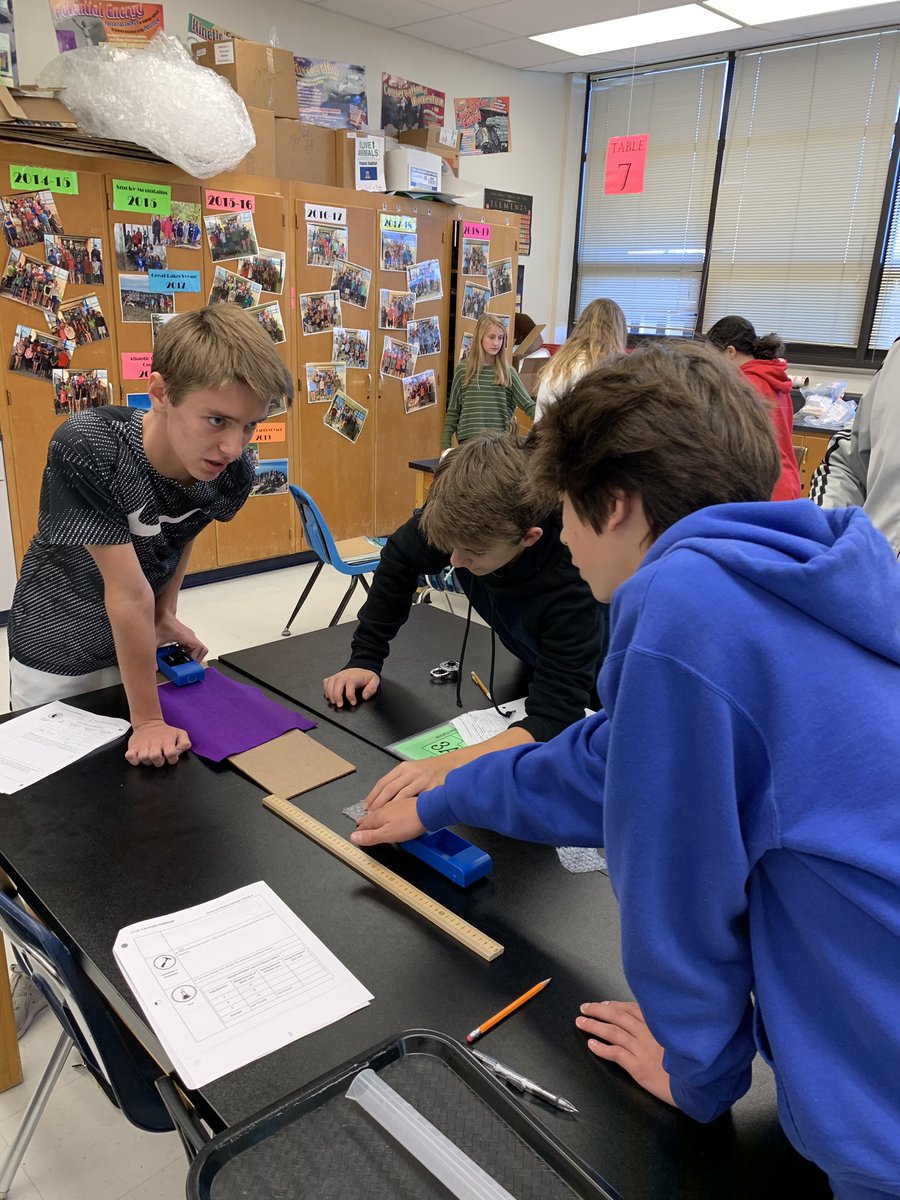 MissBunyard's tweet image. Group high fives when your collision cart challenge creation is successful! Students used a “$100 budget” to make modifications to ramps and carts to reduce the amount of force (water lost) in a collision. #cms8BlueScience
