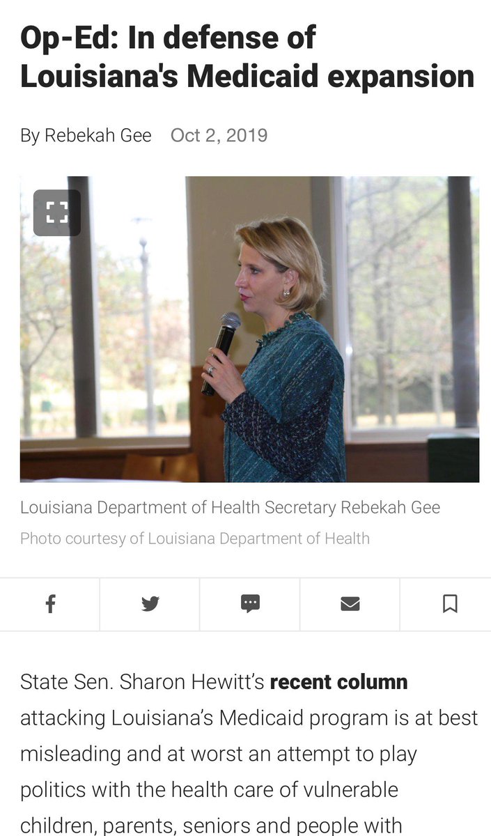 Last month @rebekahgeemd refused to appear before Joint Budget to answer q's about Medicaid contracts. But she can talk to media about it all day long. Not good leadership under @JohnBelforLA #lalege #lagov