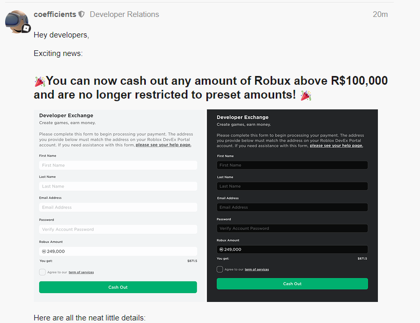 developer roblox cash out