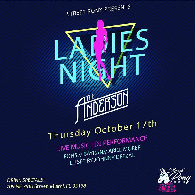 EONSmiami's tweet photo. Tonight is Ladies night @theandersonbar ! I’ll be performing as well as @bayransounds and @arielthemorermaid 
930pm / No cover https://t.co/C4GSsqk5x4
