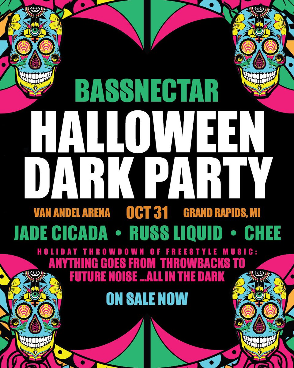 HALLOWEEN! Our 3-night run of Midwest Mayhem kicks off in Grand Rapids. Surprise guest <a href="/JadeCicada/">Jade Cicada ➡️ Bluesky/Threads</a> will be joining us along w/ <a href="/russliquid/">RusS LiQuiD ‼️👾‼️</a> and <a href="/wtfischee/">CHEE</a>! (Due to visa issue <a href="/DCBreaks/">DC Breaks</a> had to postpone) 🔊🔮 Dark Parties are in your future! Get tix: ticketmaster.com/event/08005738…