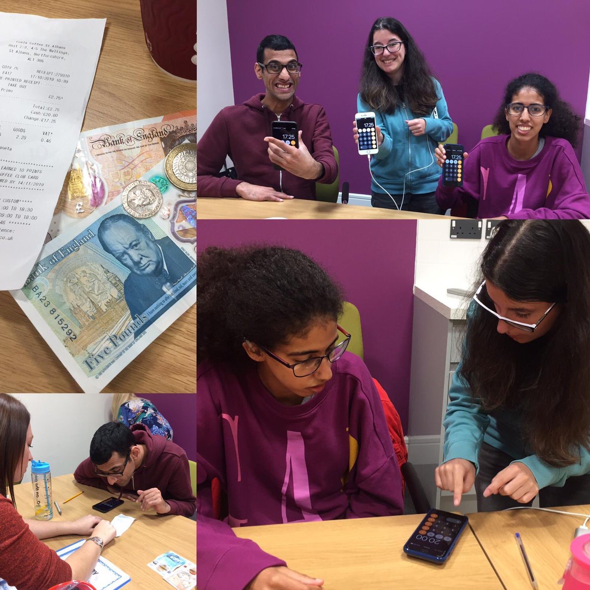 Today, our Money Skills group became experts in checking change, after discussing budgets, banks and ATM machines. #lifeskills #britishsignlanguage #deaf #moneyskills