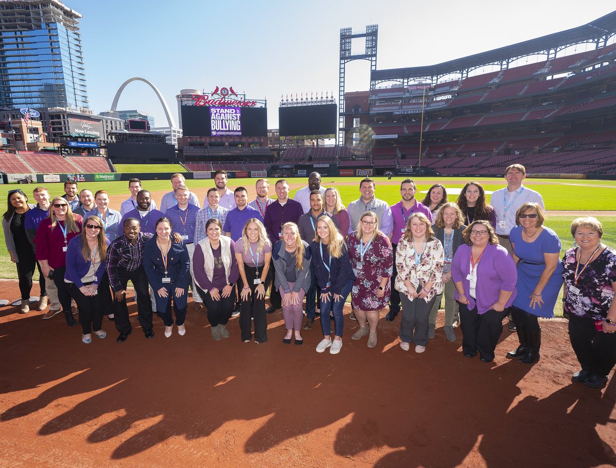 Cardinals's tweet image. We’re proud to wear purple for #SpiritDay and join all of @MLB in supporting LGBTQ youth and standing up to bullying.