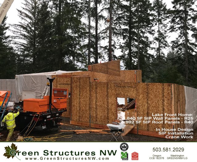GS_NW's tweet image. Last @PremierSIPs wall with a 15" GLB 31' long for the SIP roof going up next week.  3,840 SF of SIPs installed in 3 days.  Wall are set, insulated and sheathing in place in just 3 days!  #BuildGreen #SIP #greenbuilding
