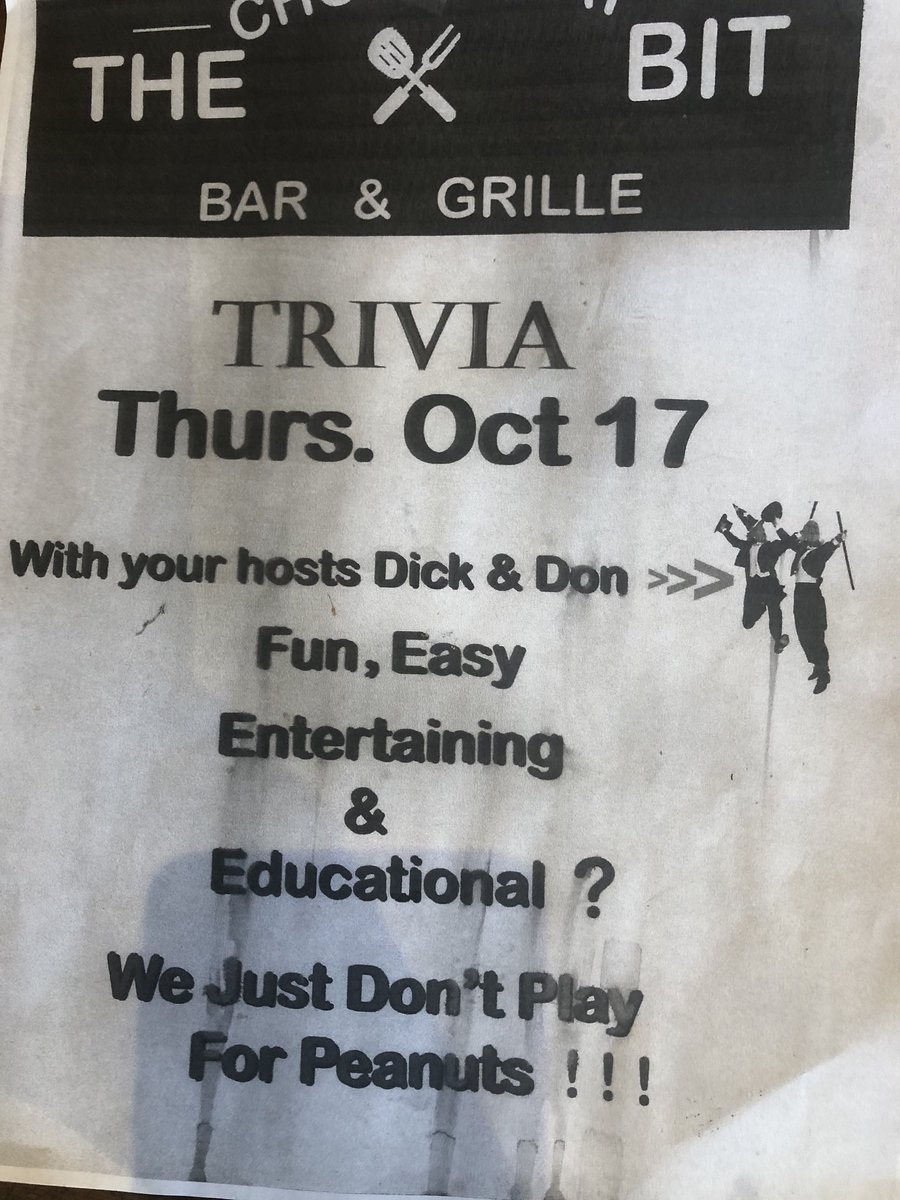Come out all for our first trivia night. We start at 7pm. Come early to get a table.