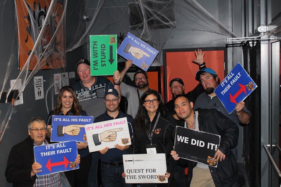 APWA_AB_DirEL's tweet photo. A group of emerging leaders and experienced public works professionals put their thinking caps on last week at the escape room for the 2019 APWA conference last week! #workingtogetherissuccess #dontlimityourchallenges https://t.co/mjS92yKCix