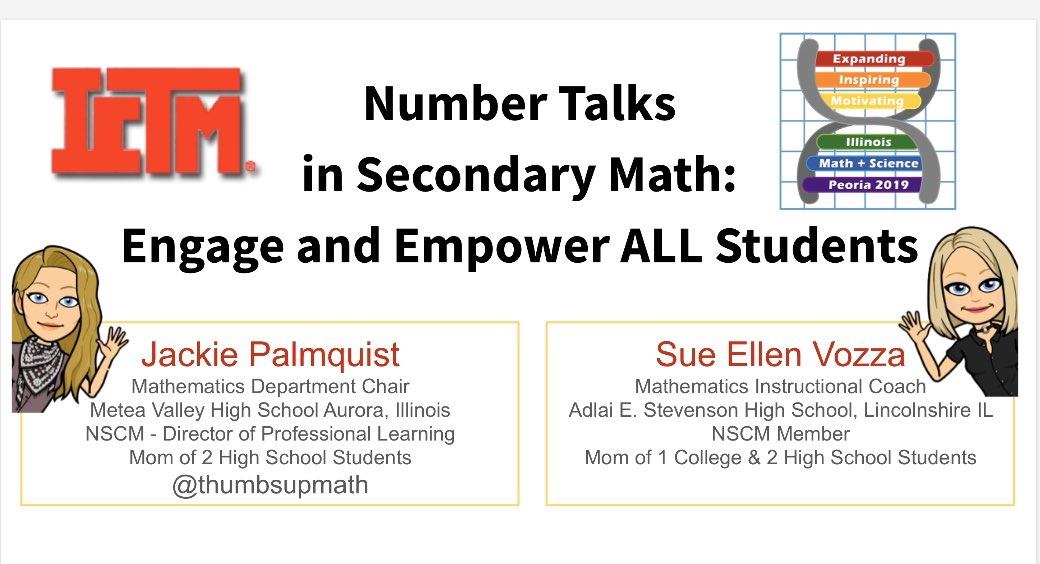 thumbsupmath's tweet photo. #ICTM19 Excited to share Number Talks for secondary students.Join us Friday at 10:40 Room 403. Leave empowered to implement NT's on Monday. Includes a weeks worth of Number Talk starter slides. @MeteaMath https://t.co/QCcvkzx0J8