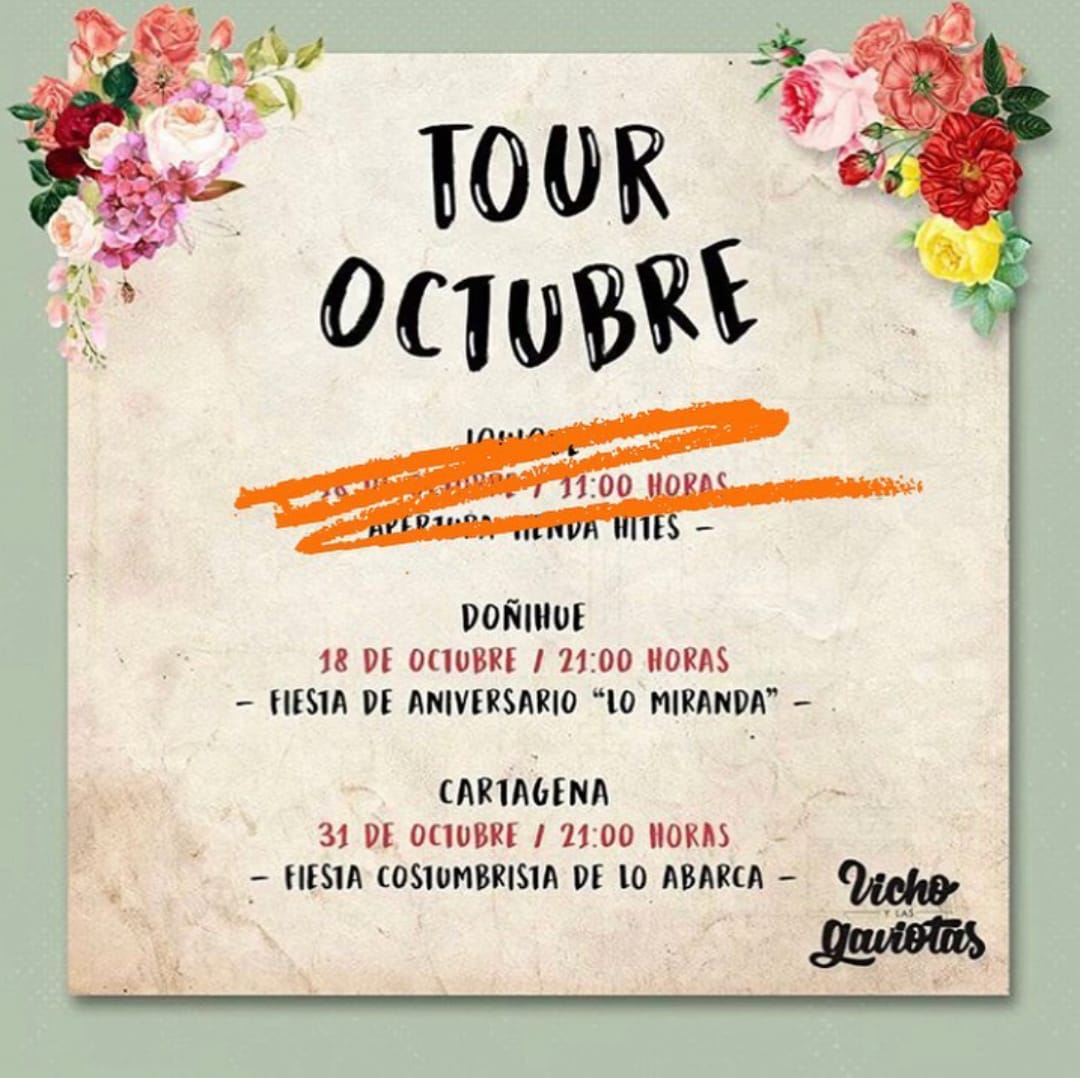 "💥🚨 IQUIQUE CANCELADO 🚨💥" Por problemas de fuerza mayor del lugar donde se presentaban, <a href="/vichogaviotas/">Vicho y Las Gaviotas</a> comentó por Instagram que no podrán realizar su show mañana viernes 18 en #Iquique, pero esperan volver pronto para celebrar con todos 🎶🎵