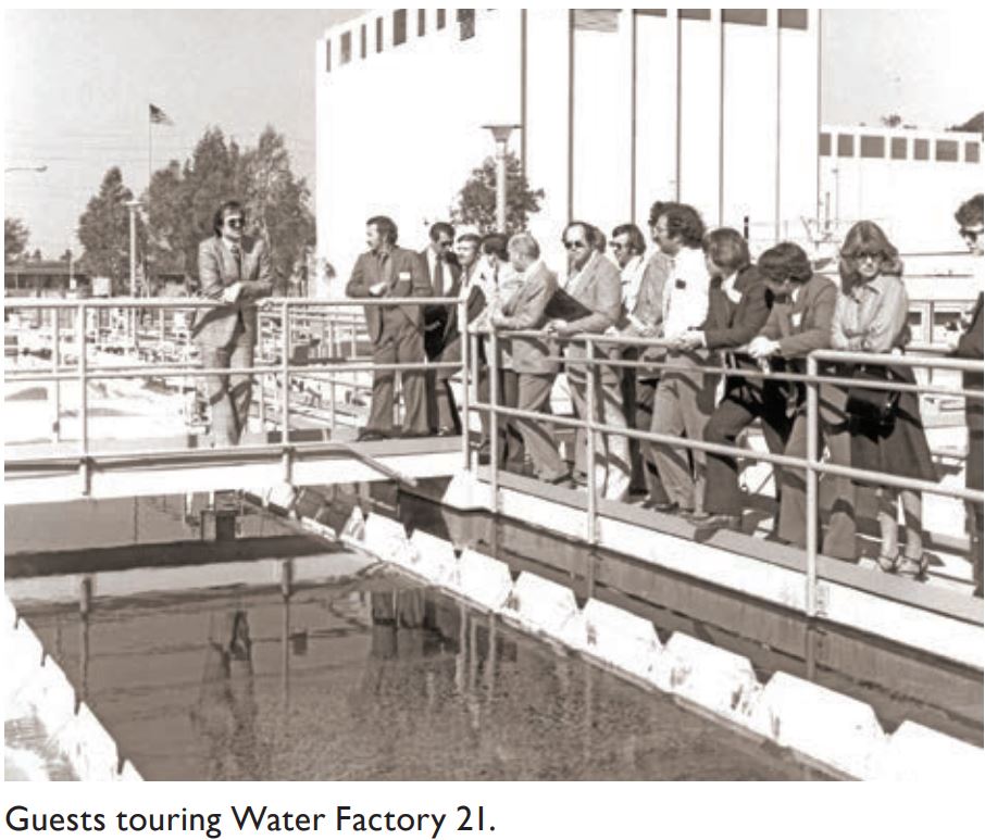 Another important Californian project was known as Water Factory 21 and operated in Orange County from 1976. This was a significant project since it introduced “reverse osmosis” membrane technology to water recycling, as well as high energy UV radiation for chemical destruction.