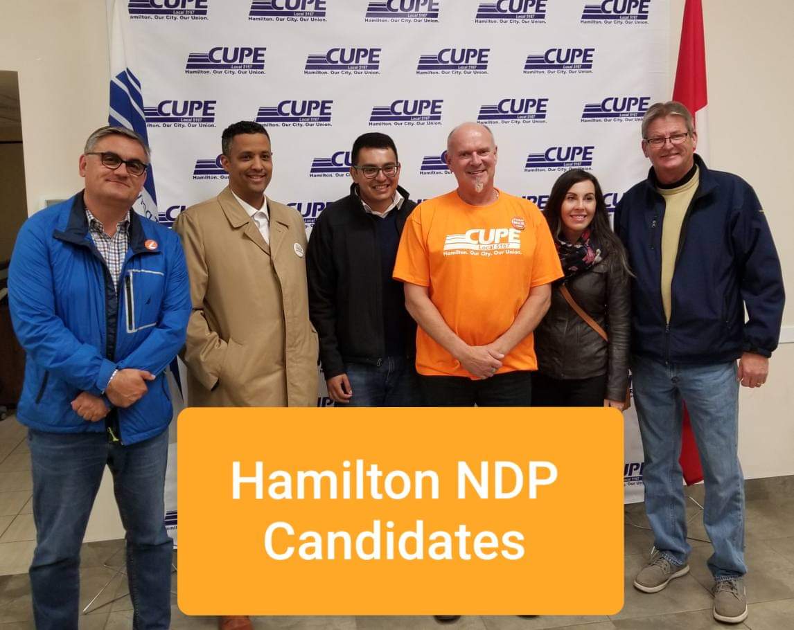 Thank you @nickemilanovic @MatthewGreenNDP @YousafMalikNDP @AllisonCillis @sduvall07 for coming out last night to share your vision of a Hamilton and Canada for everyone! @NDP @theJagmeetSingh #pharmacare #affordablehousing #labour #taxequity #womensright #seniors #vote2019