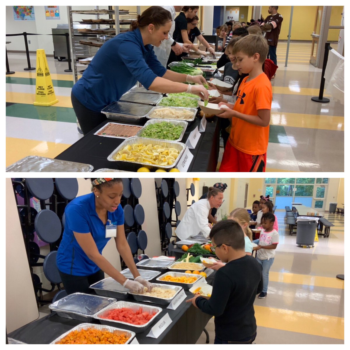 APSNutritionNow's tweet photo. Nutrition Education in Action!! @riverslionsroar with the ABC’s of Nutrition. Students sampling fruits and veggies from letters A to Z. @APSUpdate @CarstarphenMJ #NSLW19 @GaDoeNutrition #FuelingGa #LunchPlayList @GeorgiaGrown #ShakeItUpGa #EatSchoolLunch https://t.co/zi5OorgSZf