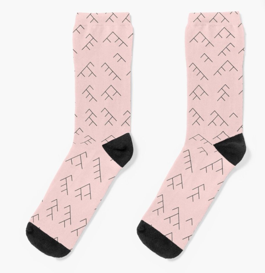 Light pink tree diagrams socks