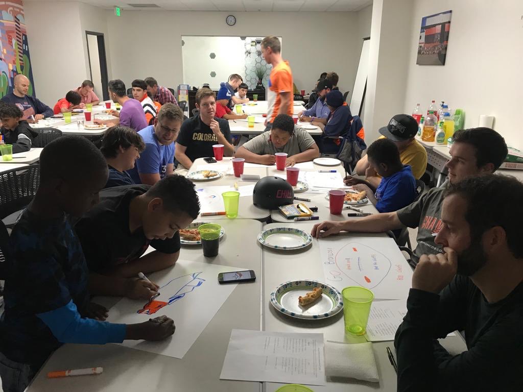 biglittleco's tweet photo. Watch Party! Bigs and Littles matched in our Sports Buddies mentoring program are having a blast cheering on the @Broncos and our friend @Dalton_Risner66!!! #BeatTheChiefs #InspireChange Learn more about Sports Buddies here: https://t.co/kkvRm2b3Qx https://t.co/1ySB1sPHFP