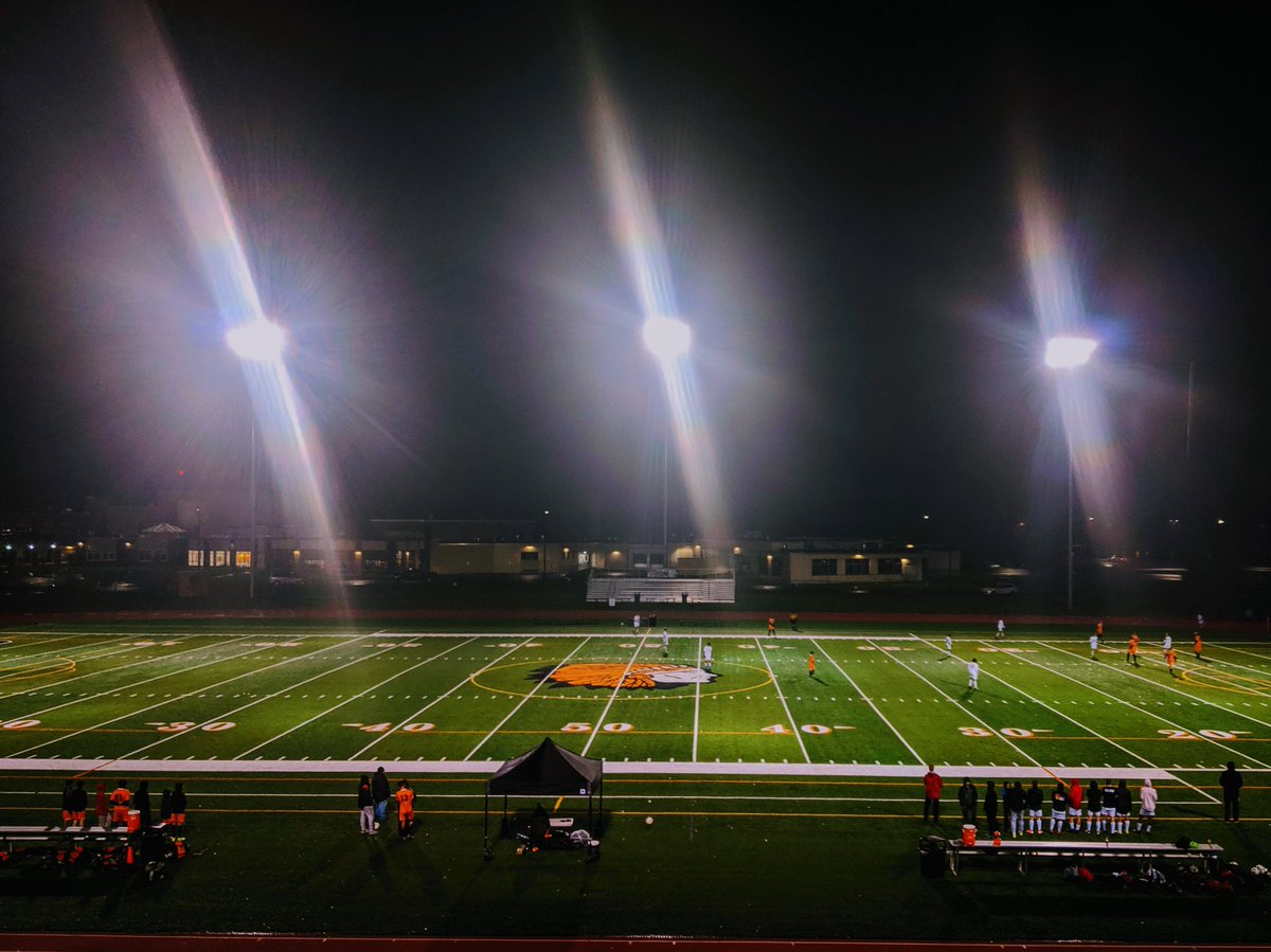 Cold and rainy at Tom Coughlin Stadium for boys soccer