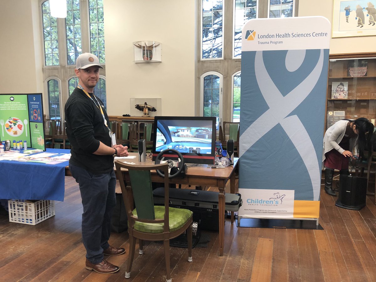 LHSCCanada's tweet image. Our #LHSCTraumaProgram is participating in @WesternU #WellnessCarnival at Med-Syd residence with their distracted and impaired driving simulator talking to students about the dangers and consequences of driving while under the influence #KnowWhatImpairedMeans