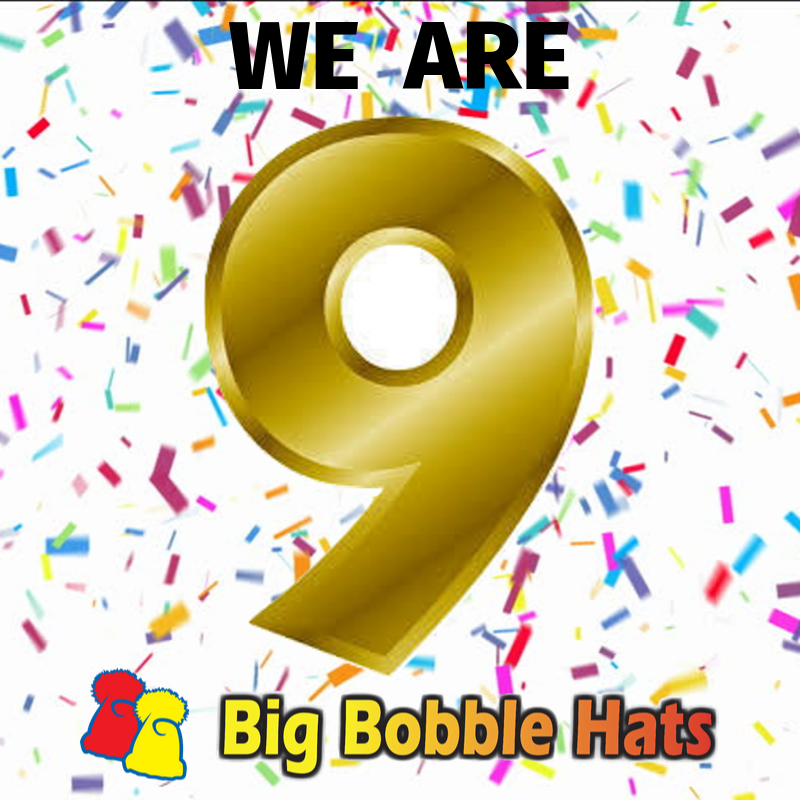 WE ARE 9! To celebrate our Big Bobble Birthday, you can get 9% off EVERYTHING on our website TODAY ONLY! Be quick! #happybirthday #birthday #anniversary #discount #bigbobblehats