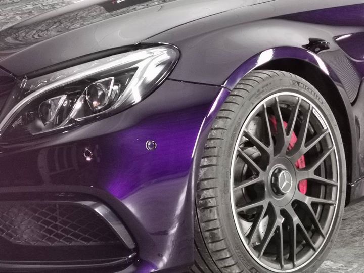 stealthcoat's tweet photo. Hereβs the Mercedes AMG C63S Transformed from White to Stealth Coat #Peelable #Paint #PPS Purple Black Candy.Totally removable. Can be reverted back to original paint without any damage to original surface It looks absolutely amazing in the sun. #TwitterCarClub agents required https://t.co/nPJUtFnRvr