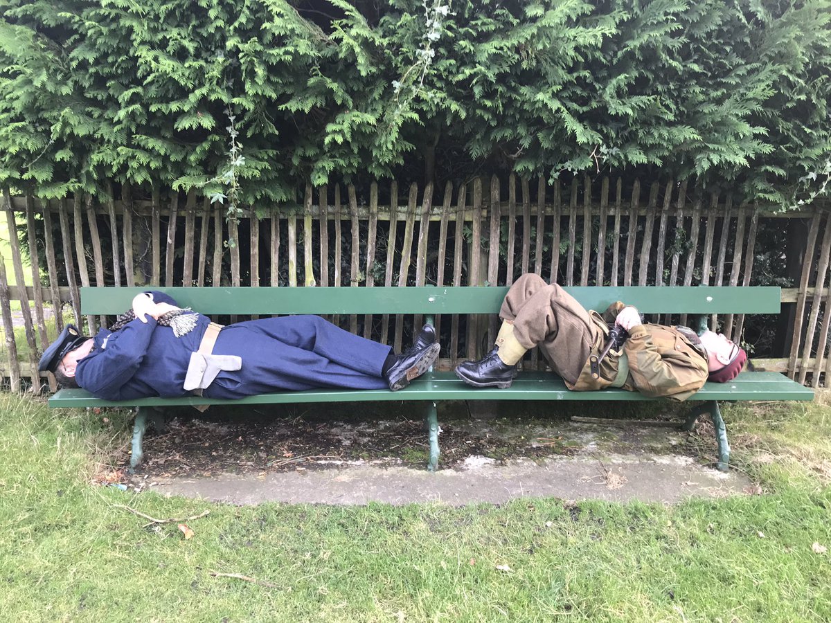 N1940s's tweet photo. The boys grabbing 40 winks #pickering #1940 #vintageuniforms #military #ww2weekend #vintage #reenactment https://t.co/SHJpnCYibv