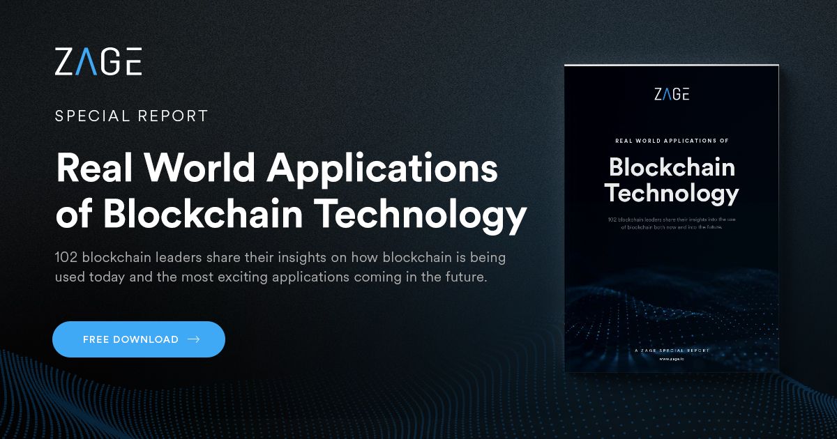 zageio's tweet photo. When we think about the future of blockchain technology, traditional financial systems have massive potential for innovation.

Download your copy of the Zage Report here: https://t.co/zv2EIkZg5j

#ZageBlockchainReport #Blockchain @zageio https://t.co/0ee23RCpyN