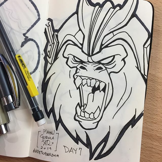 playfulgorilla's tweet photo. Day 7 of #inktober2019 better know as @playfulgorilla #apetober2019 is all about Masters of the Universe! How about a little Gygor action?! #playfulgorilla #inktober #apeTober #motu #gygor #primates #apes #monkey #gorilla #day7 https://t.co/HiMCPn5ozR https://t.co/98o6n2IOAh