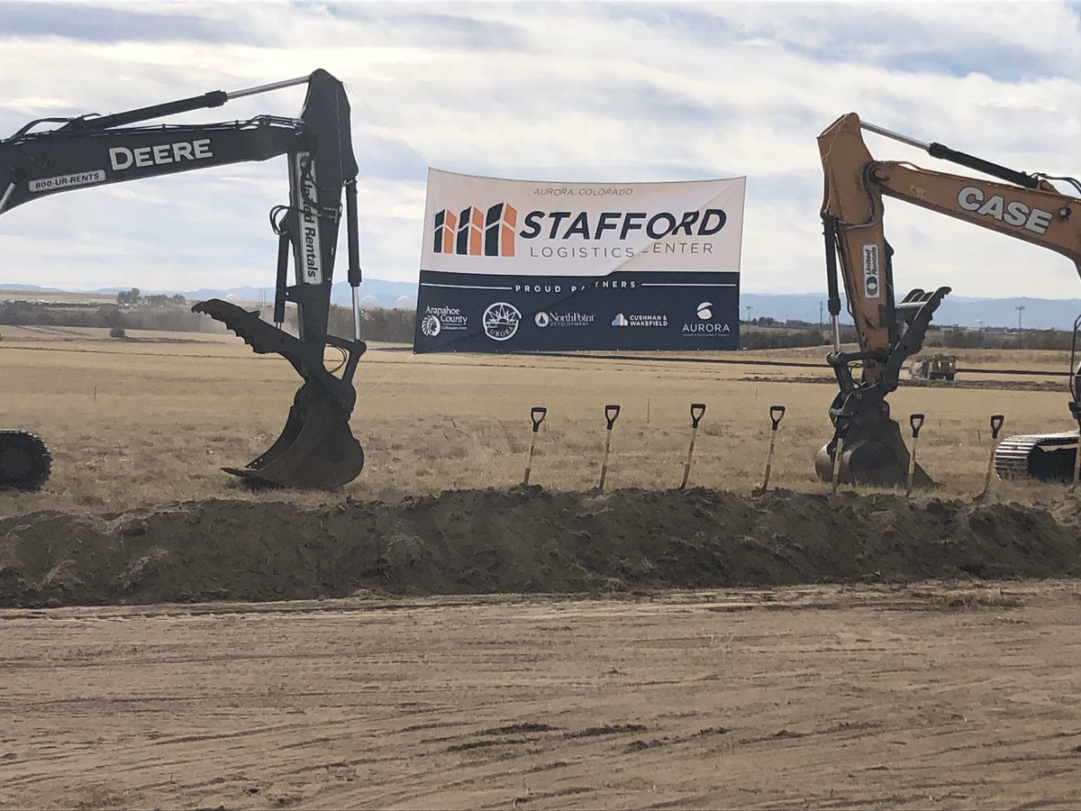 AuroraEDC's tweet photo. It was a great day for a #groundbreaking! Congratulations to #NorthPointDevelopment on bringing #staffordlogisticscenter to @AuroraGov and @ArapahoeCounty - an #economicdevelopment #catalyst for our community and region. @ElectJeffBaker @SewaldHanfling https://t.co/bN5PToI6qL