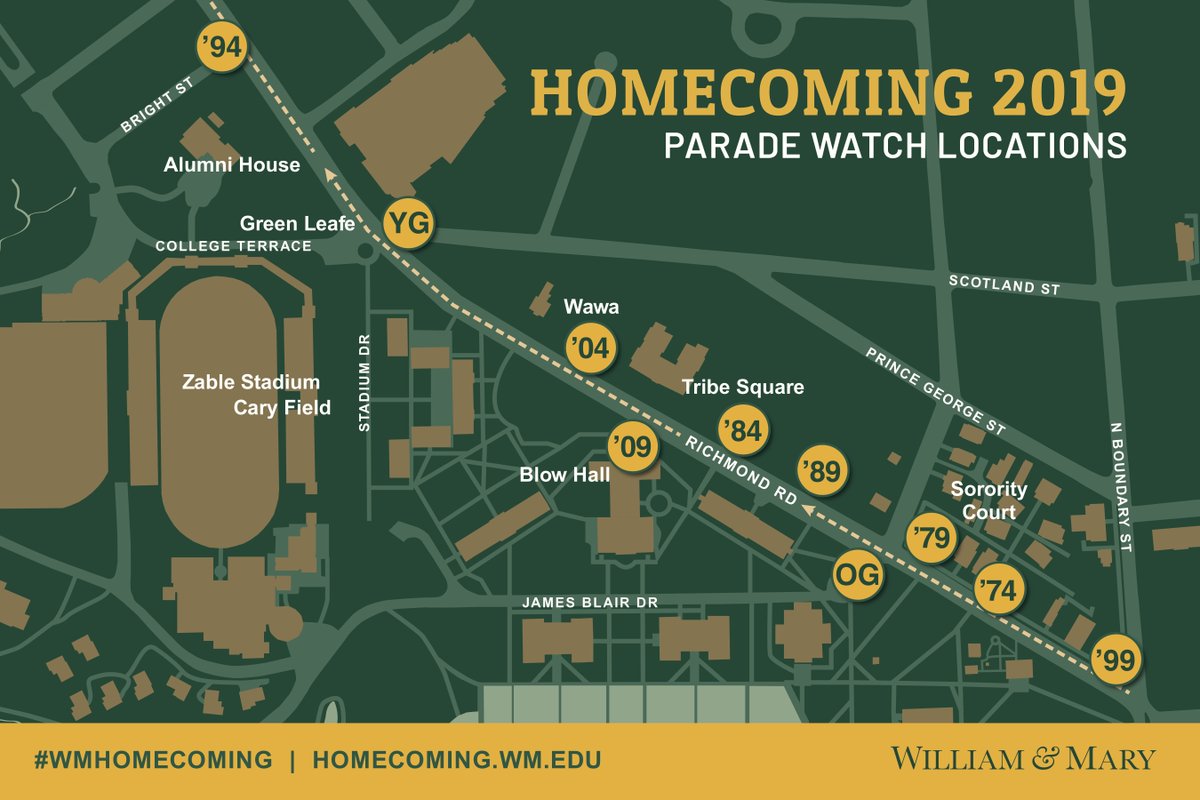 William And Mary Map William & Mary News On Twitter: "The #Wmhomecoming Parade Starts Tomorrow  At 4:30 P.m. If You Can't Be There In Person, You Can Watch The Parade Live  On The @Wmalumni Facebook Page.