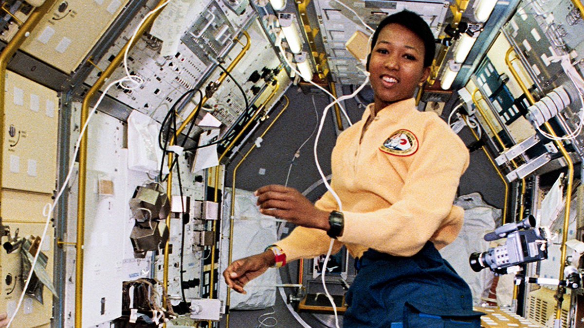 DrPnygard's tweet photo. Birthday today of engineer, physician, & NASA astronaut #MaeJamison, born in Decatur, Alabama (1956). She became the first African-American woman to fly in space as a Mission Specialist aboard the space shuttle Endeavor, flying mission STS-47. https://t.co/wDQvYftxeZ