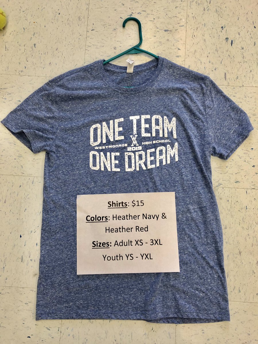 wmhscheerleader's tweet photo. The Competition Cheerleaders are selling the “ONE TEAM ONE DREAM” tshirts for $15. WMHS is ALL One Team with One Dream! Use the following google form to order your T-shirts. The form will close on Thursday, October 24th. Go Rebs!!! 
https://t.co/folUV8A5on https://t.co/MXIUC3miDq