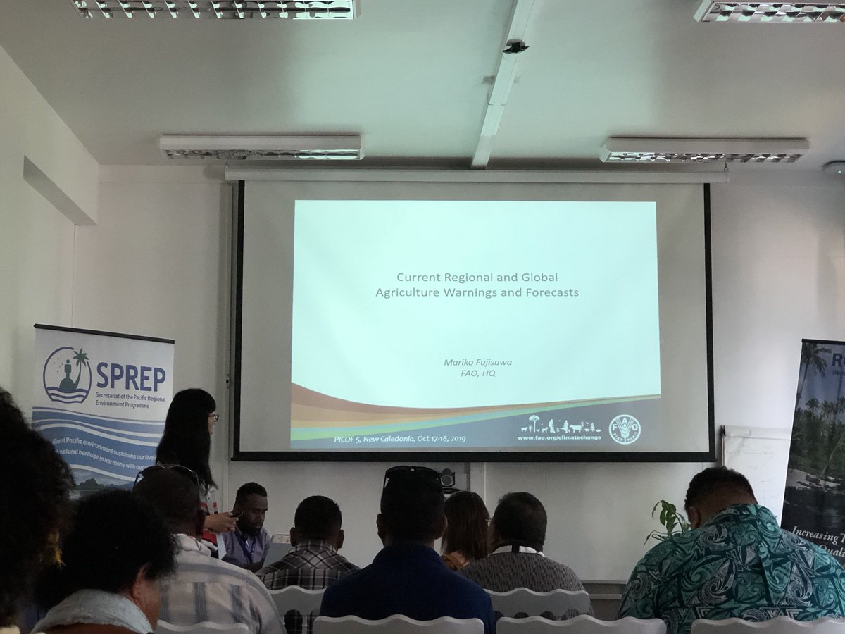 pacific_rcc's tweet photo. @spc_cps @ICU_NIWA @NiwaWeather @BOM_au @apcc21 @NOAA @ZulfiBegg @BenNollWeather @FijiMet @SprepChannel @elenoa_salele Mariko Fujisawa of @FAO gave an update on regional global and agriculture warnings and forecasts.
The Global Information and Early Warning System on Food and Agriculture (GIEWS) monitors the condition of major foodcrops across the globe: https://t.co/yn2aNulKbE
#PICOF5 https://t.co/mvsxVEM6dL