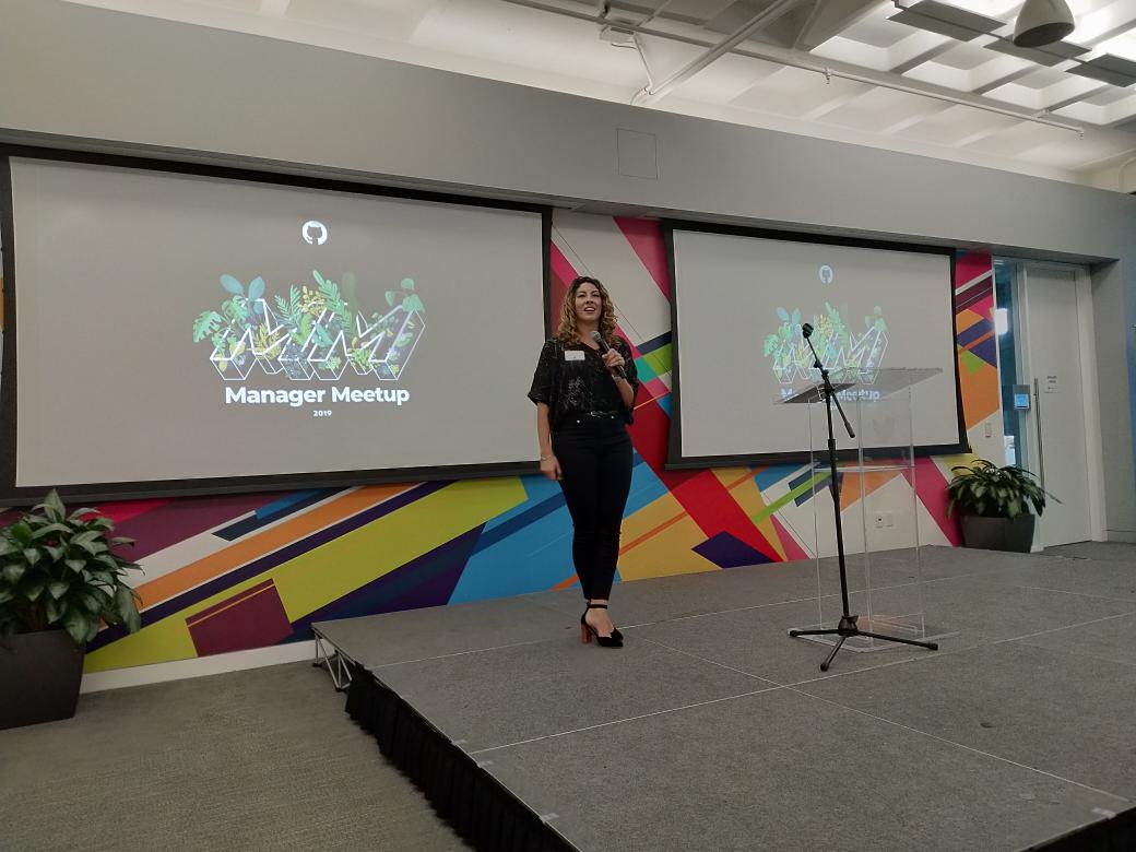 sasa's tweet image. GitHub is remote-first, with >70% engineers outside the HQ. Kristina Norris talks about designing virtual learning experiences for managers at #TechKnowCon