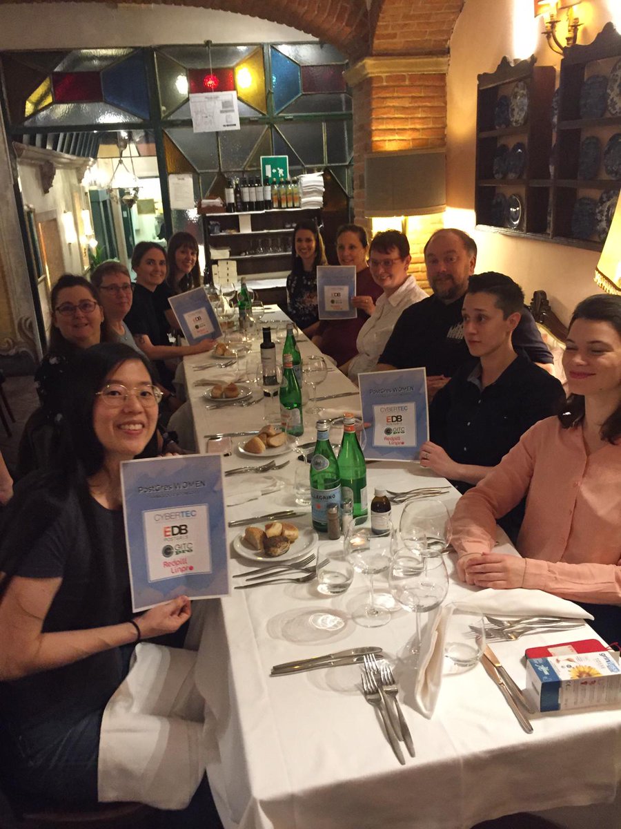 PostgresWomen's tweet image. We had a wonderful #PostgresWomen dinner tonight.

Thank you everyone for helping the #postgreSQL community.

Thank you to our sponsors @PostgresSupport, @EDBPostgres , @GitcPro and @redpilllinpro.

Thank you to Francesco and the Tagiura restaurant for the amazing food!
