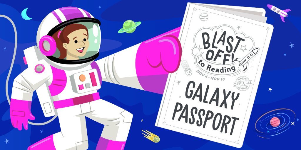 epic4kids's tweet photo. Prepare your students to read for the stars on November 4th with a Galaxy Passport! Your #Readernauts can add their names, pictures, and the destinations they hope to explore during the #BlastOffToReading Challenge. Download passports here: https://t.co/tUa6VFGmae https://t.co/XfhdiEtjIa