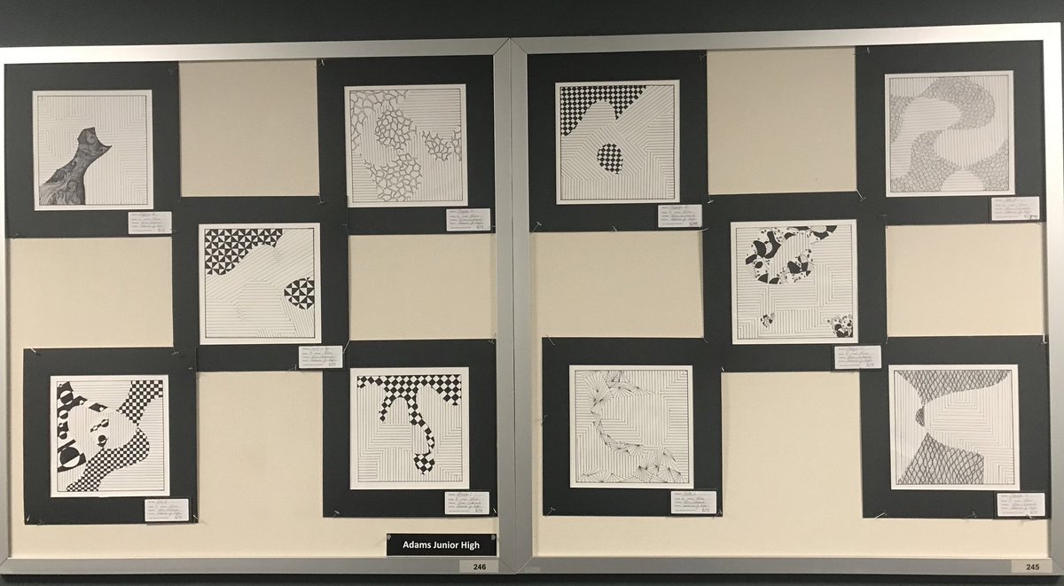 Love my job! These 6th &amp; 7th graders created some amazing line art! #AJHart1 #kisdjhart