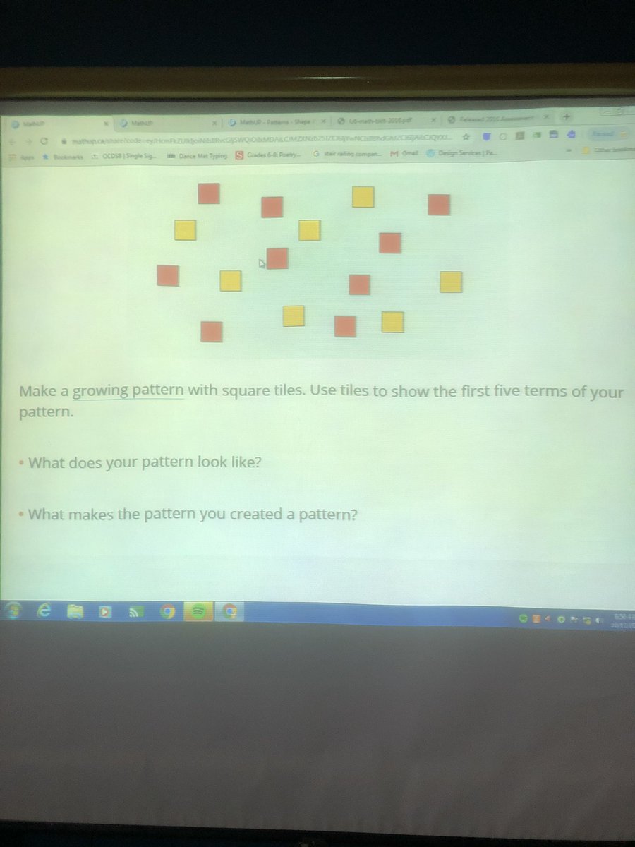 ZiadeMaggie's tweet photo. What do you do on a rainy day ? Patterning of course ! @knoxdaleps @OCDSB https://t.co/jHueNH0Fji