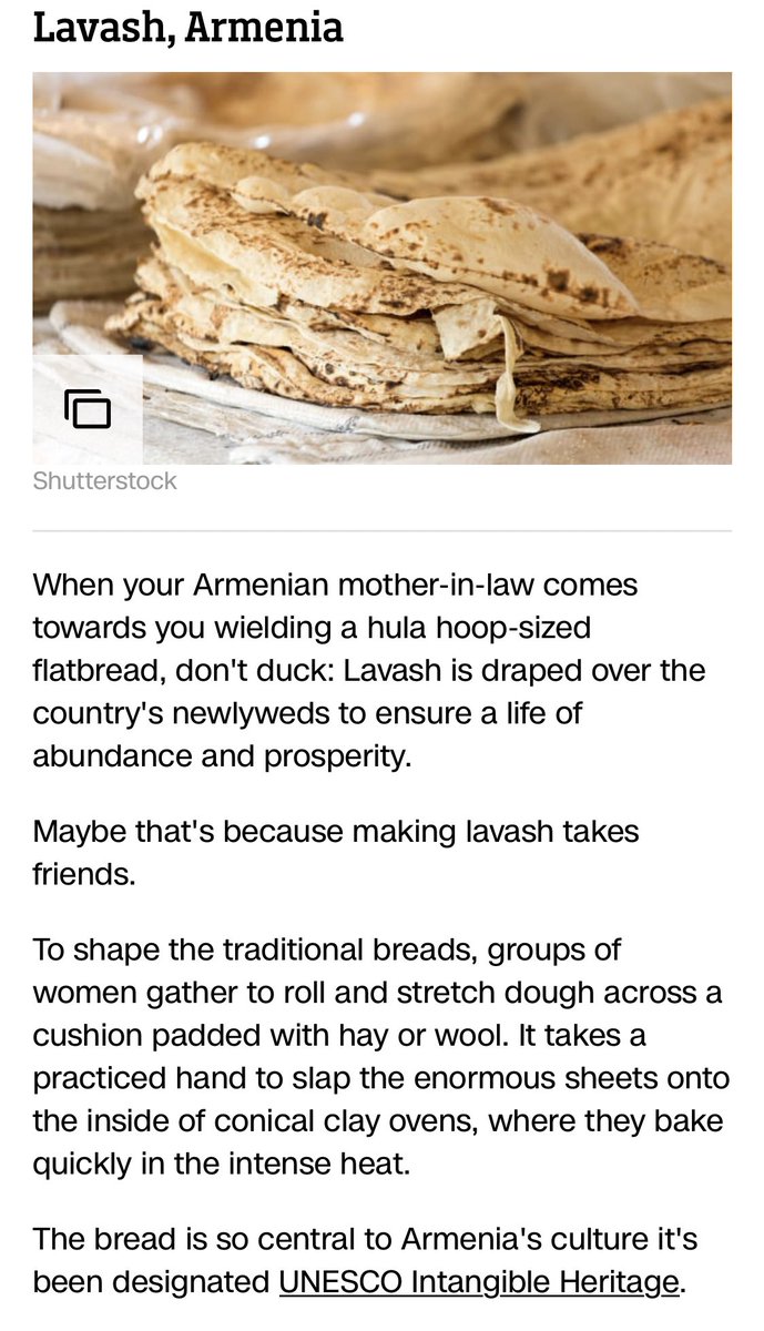 KaloManoukian's tweet photo. Le site de @CNN classe le pain arménien (#lavash) 2e meilleur pain du monde 🥖 

#Arménie 🇦🇲 https://t.co/Vmk7ACfaIn