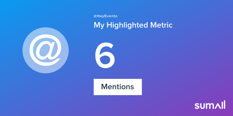 HayEvento's tweet photo. My week on Twitter 🎉: 6 Mentions. See yours with https://t.co/TT6e4cx5ty https://t.co/xZVOQyN0wx