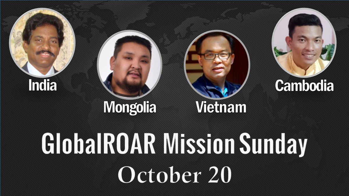This Sunday is GlobalROAR Mission Sunday. Our international ROAR directors from around the world will be with us. Make plans now to join us for an exciting night of worship, prayer for the nations, and fellowship with our special guests. We will begin at 6:00 PM!!