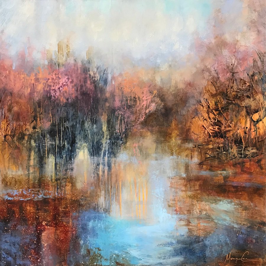 Action in the studio today!  Getting ready for teaching my upcoming Abstract Landscape workshop. #landscapepainting  #contemporaryart #landscapelovers #paintings #oilpaint #artcollectors #Abstract #fineart #waterscape