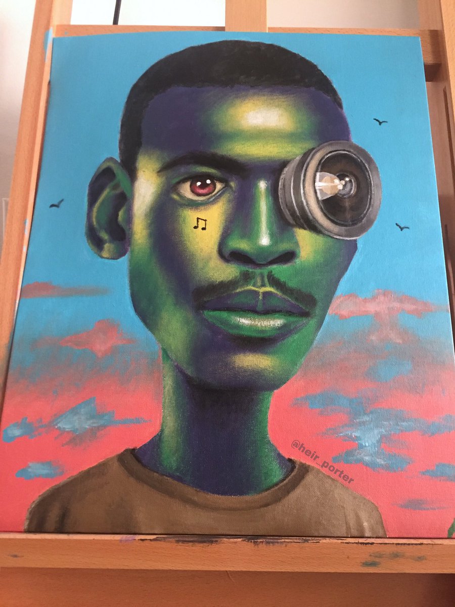 Finished piece “Focus”. Acrylic on canvas board 16in. x 20in. 🎨🎨📷🎵
