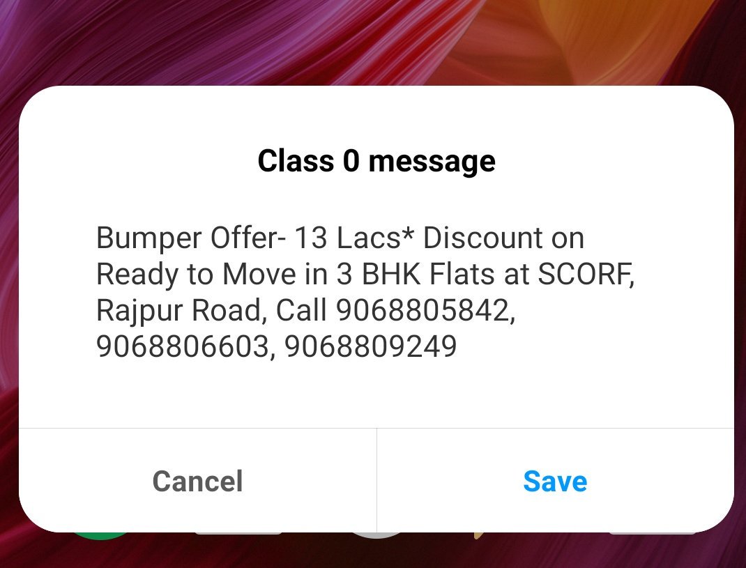 cheers2wisdom's tweet image. @VodafoneIN why are you allowing such #class0 messages @TRAI