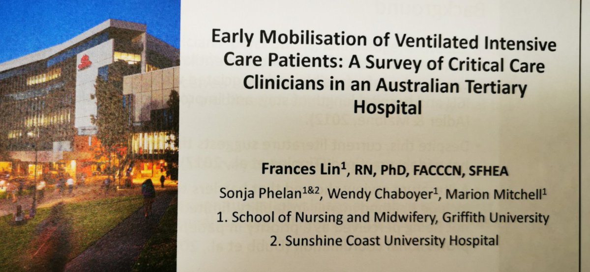 Lin_Frances's tweet photo. A truly multidisciplinary conference. Presented our paper in the same session with fellow presenters including two physiotherapists, and two intensive care doctors. I am a nursing academic. #WCIC2019 #ACCCN #ANZICS paper in press for @Aus_CC https://t.co/18GLxH1ZNF