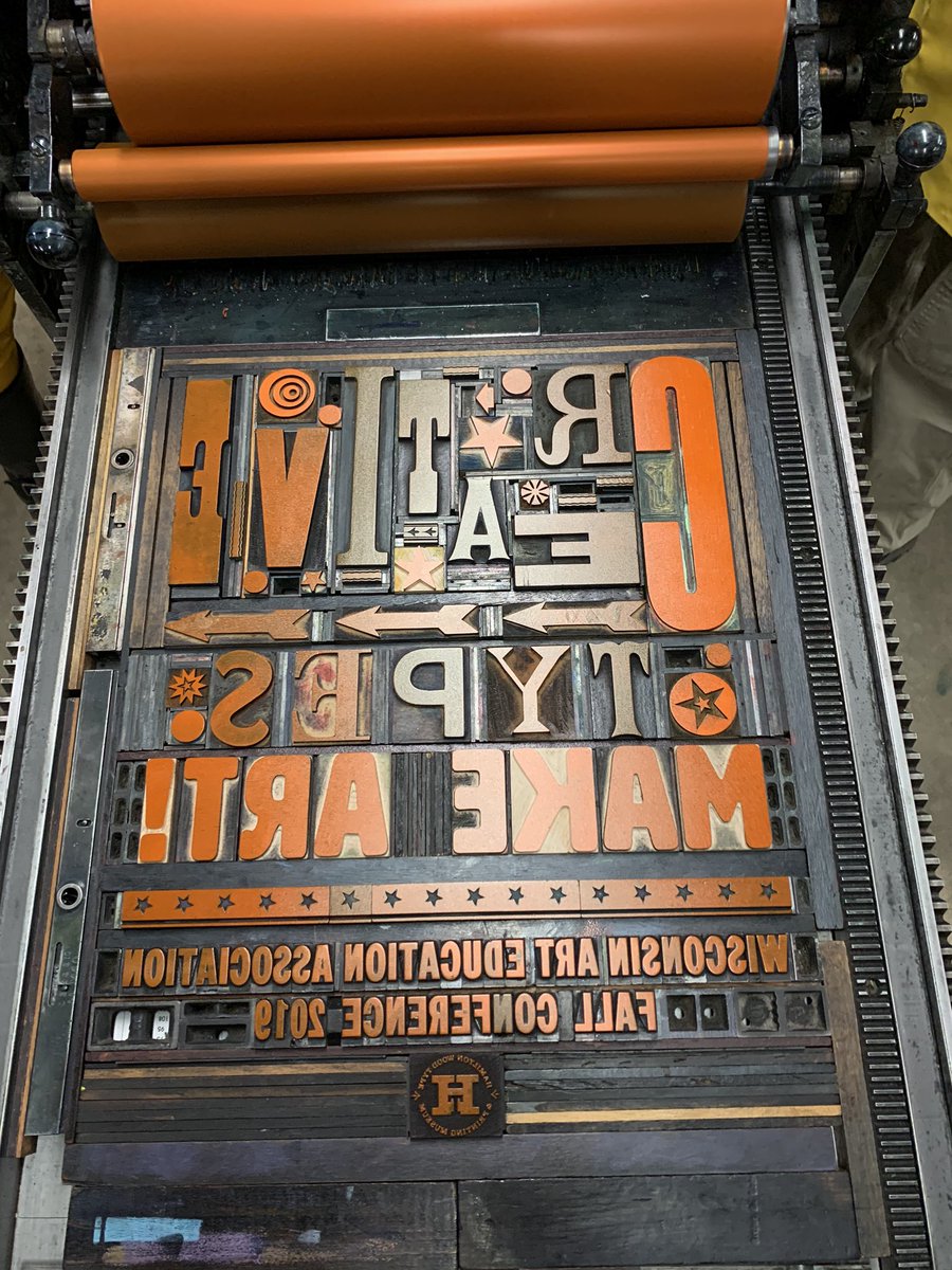 WisconsinArtEd's tweet photo. Fabulous reception and printmaking @hamiltonwoodtyp with #WAEAfall19 conference #makersmarkwt w/ talented #artsed #artisans great camaraderie!! https://t.co/AUhfCQ2Y2S