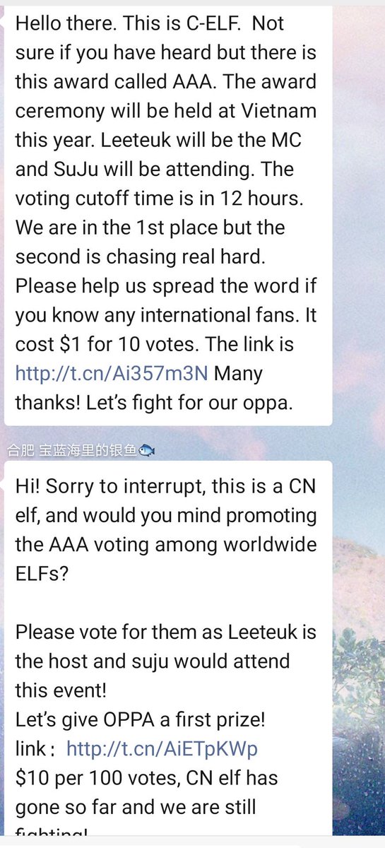 liuxinyue0128's tweet photo. #SJ_Time_Slip
#SUPER_Clap
#SUPERJUNIOR 
Hello there. This is C-ELF.  
 The voting cutoff time is in 12 hours.
It cost $1 for 10 votes. The link is https://t.co/ggcXJKizZU 
Many thanks https://t.co/P0hknp1hSs
