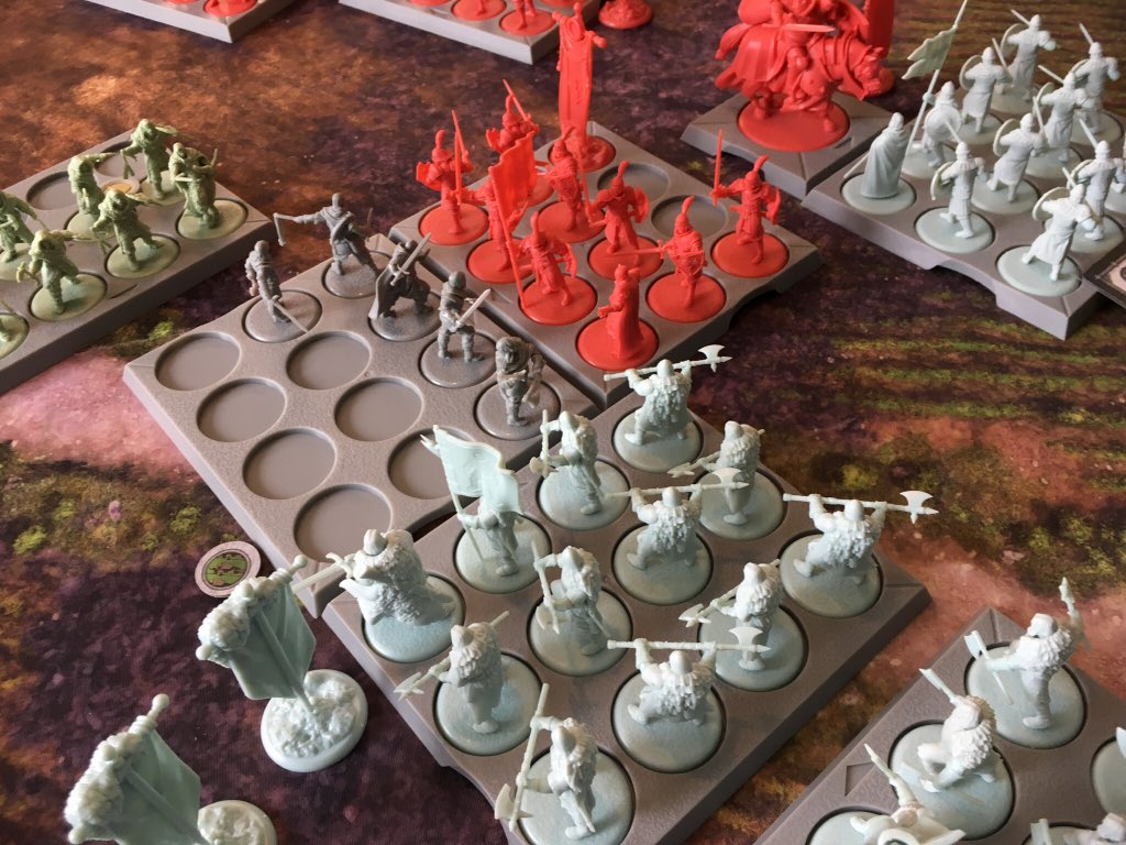 RemassogsRealm's tweet photo. The #conscripts unit attempts to hold the center objective from the other 3 factions. #asongoficeandfire @cmongames #tabletopminiaturesgame . #freeforall #aclashofkings #miniatures @darkswordminiatures . #fantasy #wargame #thematic #tabletopgaming #tabletopwargames https://t.co/RSaovcaDI6