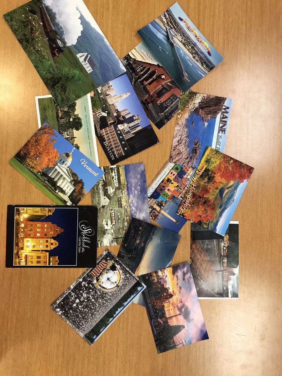 226LibraryLove's tweet photo. The theme in the Mary Morgan Library is Adventures in Reading with a focus on where reading can take us. I asked everyone to share my posts with family and friends in hopes of getting postcards from all over the world and I am so excited to say they have started arriving! https://t.co/xw40lLRwY6