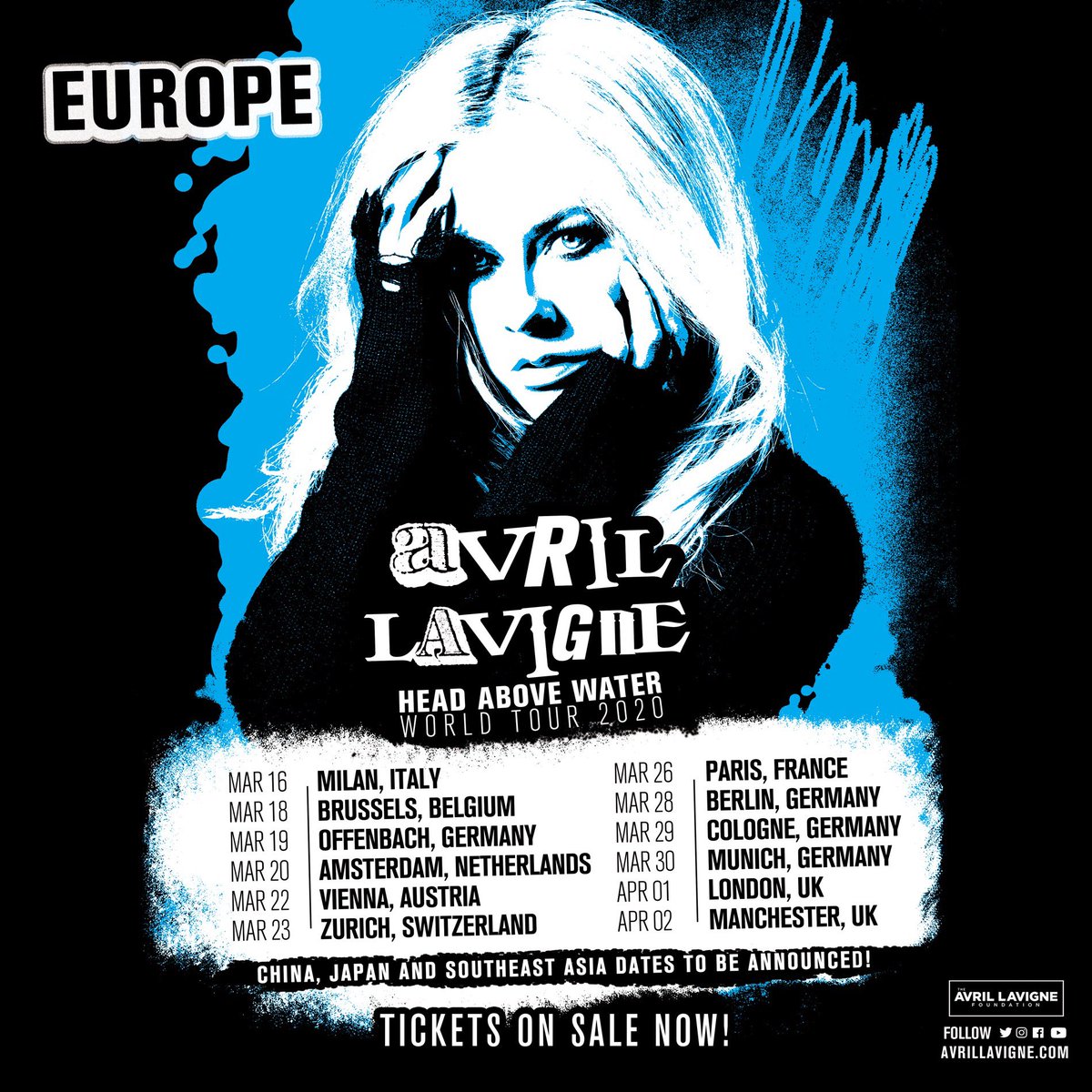 Avril Lavigne Taking The Head Above Water Tour World Wide European Dates And Vip Tickets Available At T Co 1agufhsepk And Via The Link In Bio T Co Jps7ve2vcv