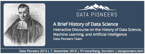 Do you know who the guy in the picture is and what he has to do with #DataScience, #MachineLearning, and #ArtificialIntelligence? 👩‍🏫🗝️

Find out at the Data Pioneers 2019 conference: datapioneers.tech