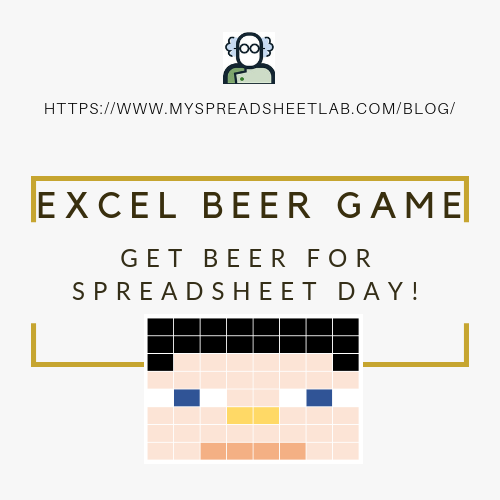 Just in time for #SpreadsheetDay a beer game in #Excel myspreadsheetlab.com/excel-beer-gam…
Beer in Excel...what could be better?
<a href="/contextures/">Contextures</a> <a href="/MrExcel/">Bill Jelen</a> <a href="/blarson424/">Ben Larson, Ph.D.</a> <a href="/RougeRiverBrew/">Rouge River Brewery</a> <a href="/refinedfool/">Refined Fool Brewing Co.</a> <a href="/amsterdambeer/">Amsterdam Brewery</a>